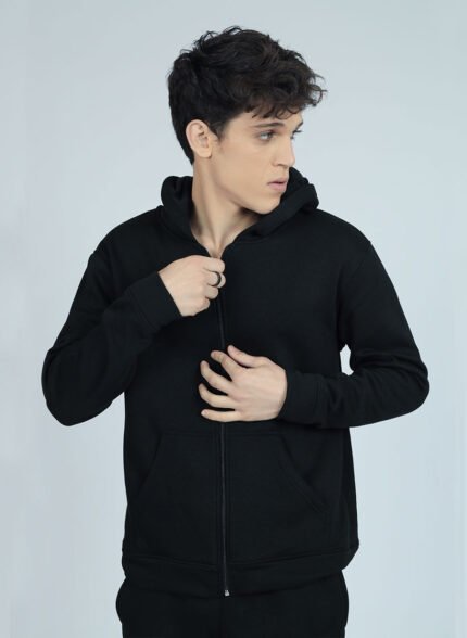 Cozy Fleece ZIP Hoodie – Black