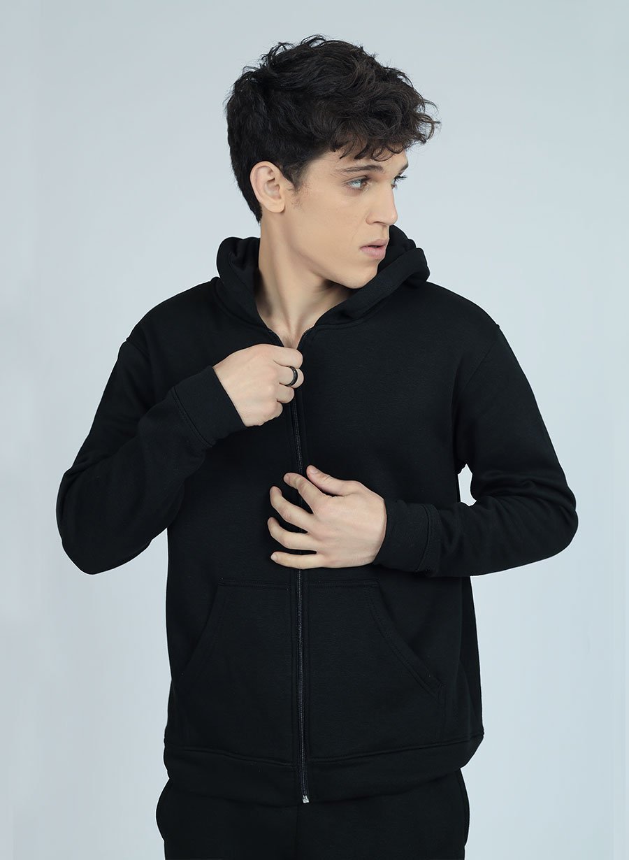 Cozy Fleece ZIP Hoodie – Black Cozy Fleece ZIP Hoodie – Black