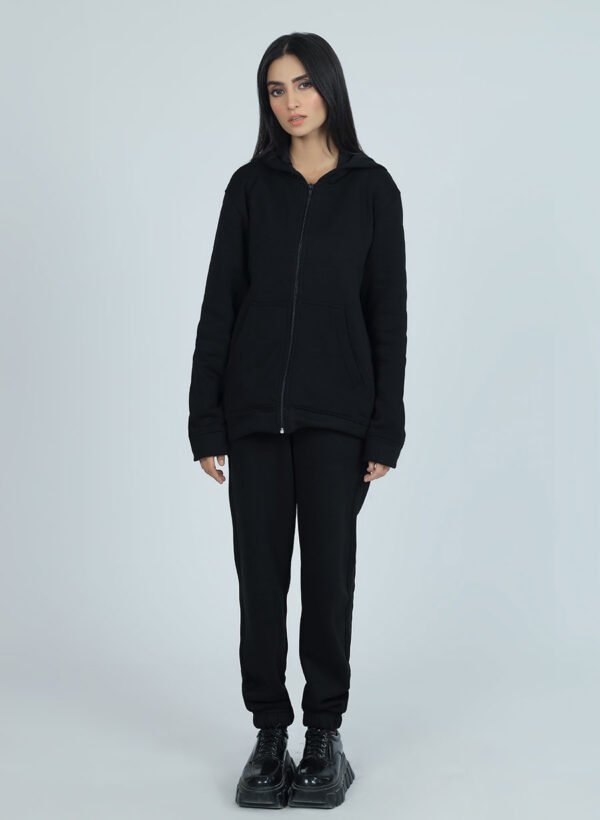 Cozy Fleece Zip Hoodie – Black Cozy Fleece Zip Hoodie – Black