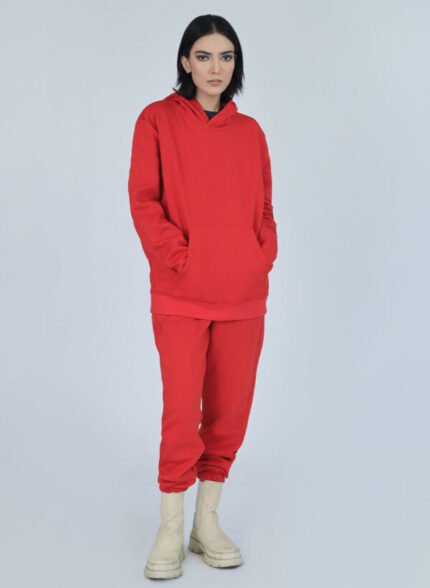Cozy Fleece Hoodie – Red