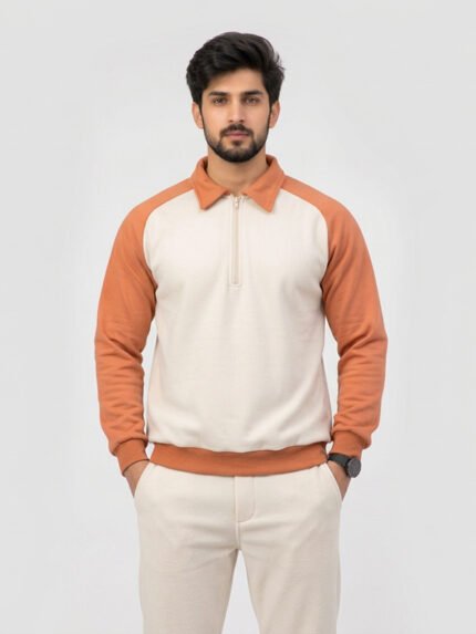 Unisex Color Block Oversized Half-Zip Sweatshirt